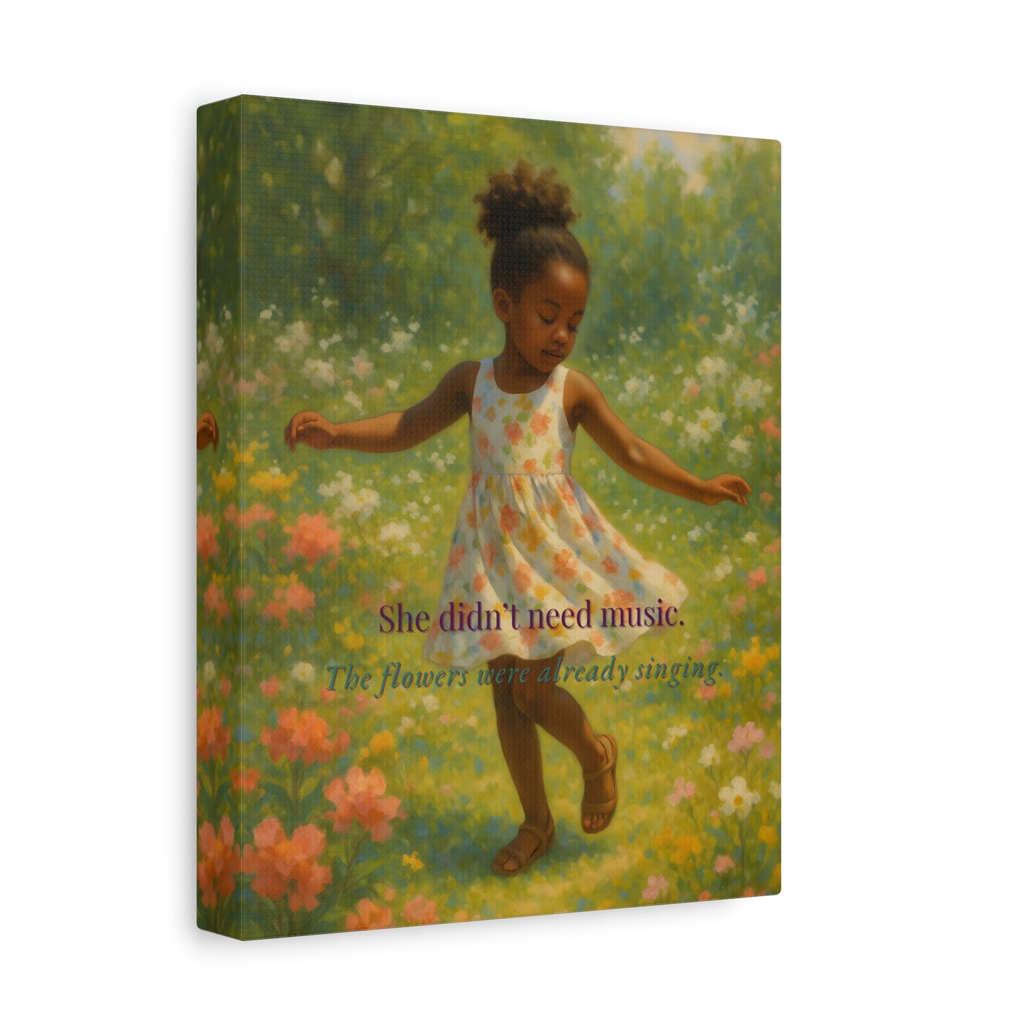 “Twirl Among the Blossoms” – 8×10 Inspirational Canvas for Joy and Inner Music