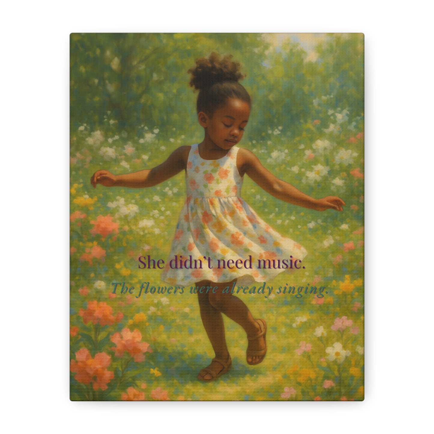 “Twirl Among the Blossoms” – 8×10 Inspirational Canvas for Joy and Inner Music