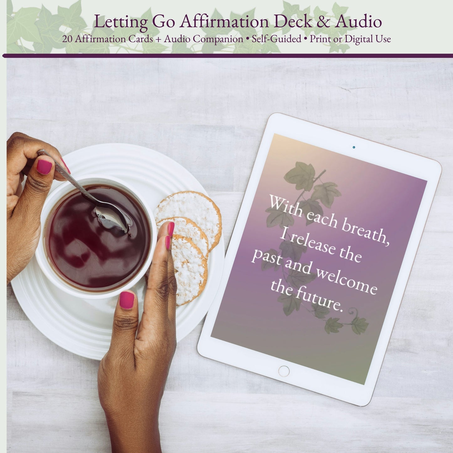 Letting Go Affirmation Deck + Guided Audio | 20 Digital Affirmation Cards